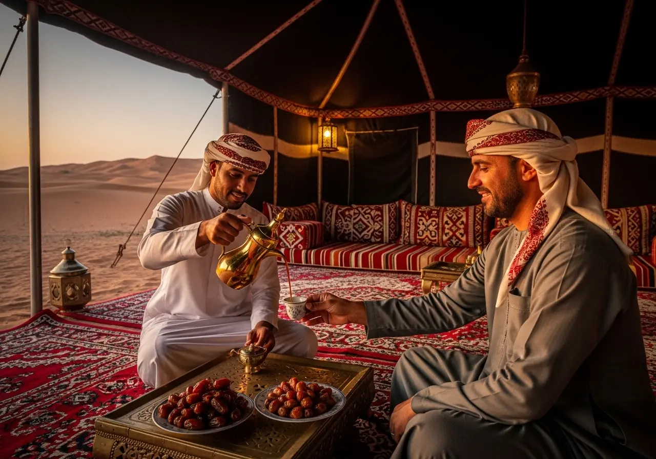 Read more about the article The Soul of Welcome: A Guide to Arabic Coffee and Dates at a Desert Camp