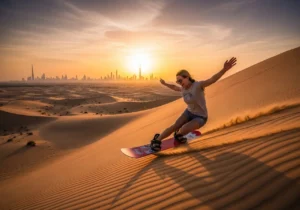 Read more about the article Riding the Golden Waves: Your Journey into Sandboarding Lessons Near Dubai