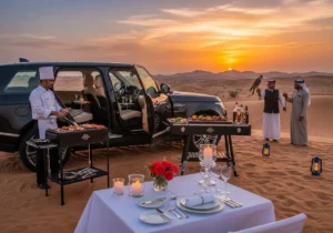 Read more about the article A Journey into the Gilded Sands: The World of the VIP Treatment Desert Safari
