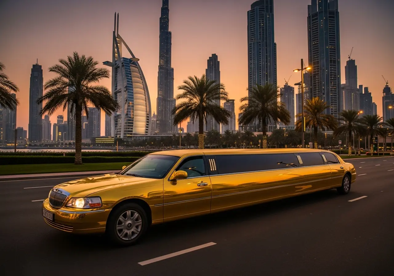 Read more about the article A Gilded Chariot: Your Journey into the World of Gold Plated Dubai Limo Tours