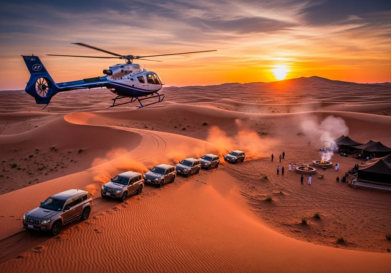 You are currently viewing From Skyline to Sand Dune: A Journey into the Heart of the Helicopter Desert Safari