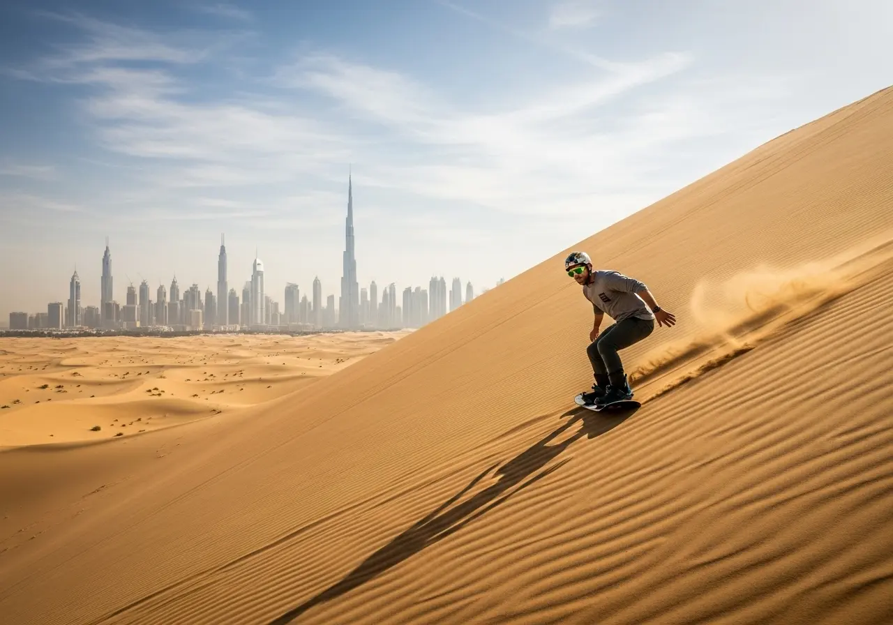 Read more about the article Riding the Golden Waves: An Insider’s Journey into Sandboarding Dubai