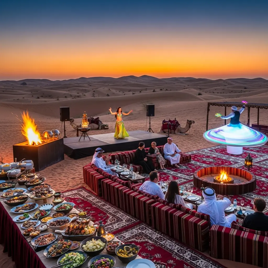 Read more about the article Dubai Desert Safari BBQ Dinner 11 Secrets for a Magical Arabian Night