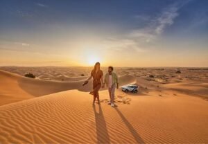 Sunset views during a private Dubai desert safari